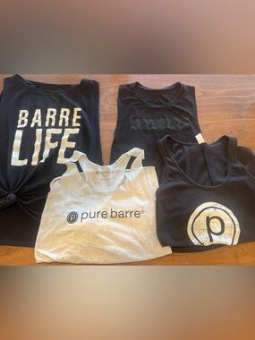 Pure Barre Bundle of 4 Tanks Set - Black & Gray - all size small